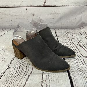 American Eagle Shoes Womens‎ 7 Gray Mule Suede Open Back Clog Block Heel